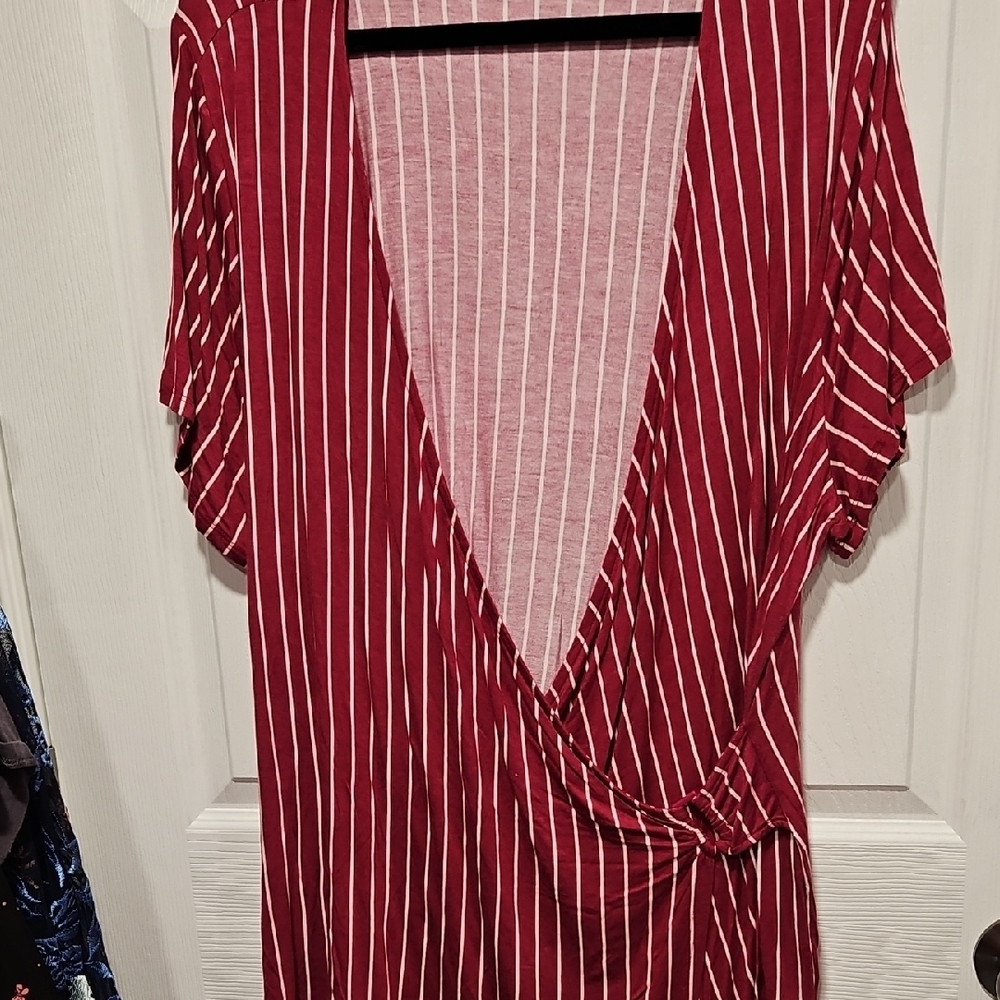 Lane Bryant Red and White Striped Top